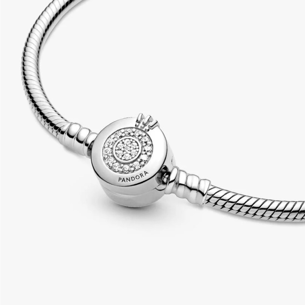 Pandora Sterling silver Sparkling Crown O Snake Chain Bracelet